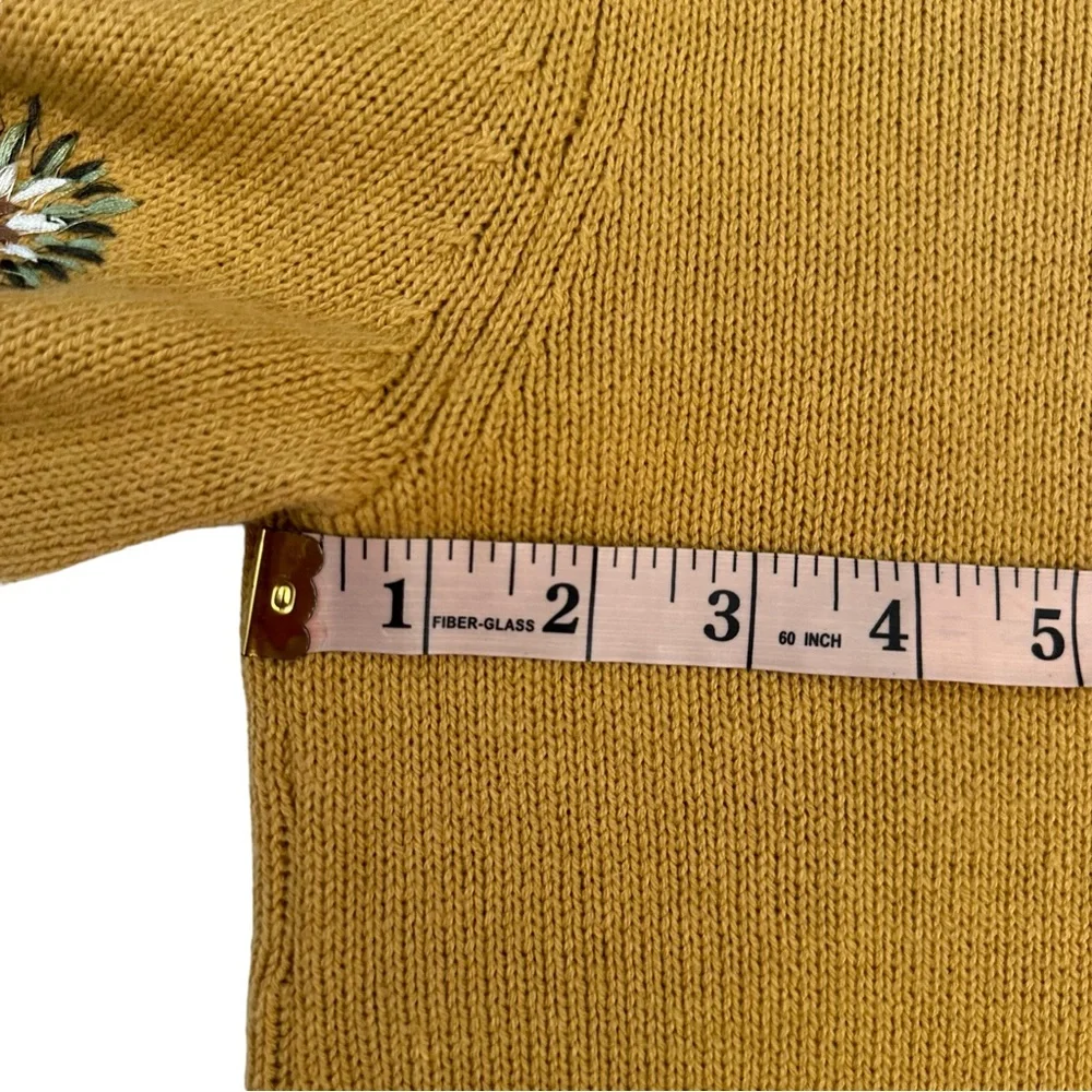 Skye’s The Limit Mustard Yellow Floral Embroidered Statement Sleeve Knit Small - Picture 3 of 10